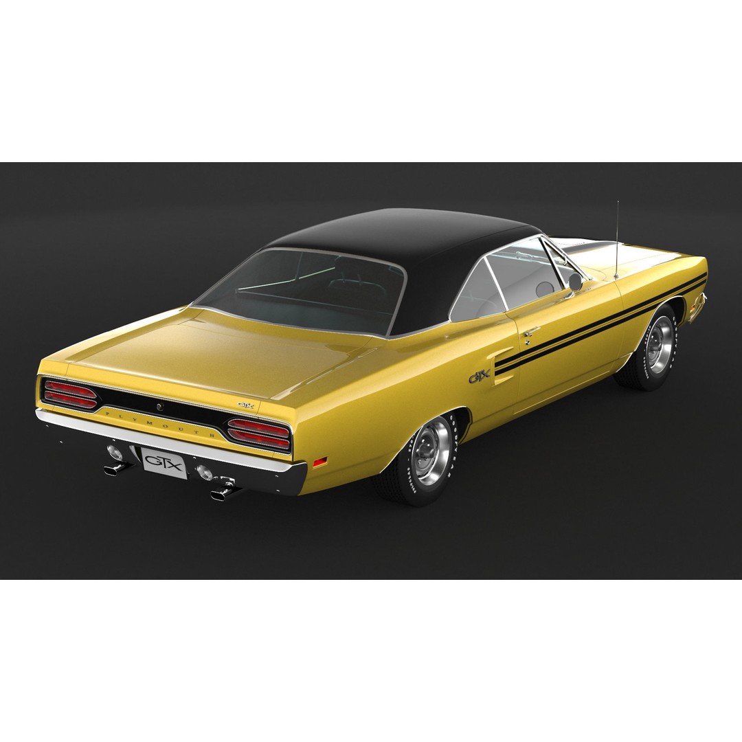 1970 Plymouth GTX 3D Model – High Poly Game Asset, FBX, OBJ - View 8