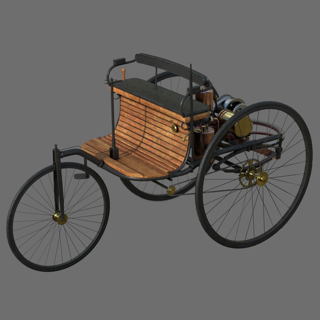 1886 Benz Patent Motorwagen 3D Model – Low Poly Game Asset, FBX - View 3