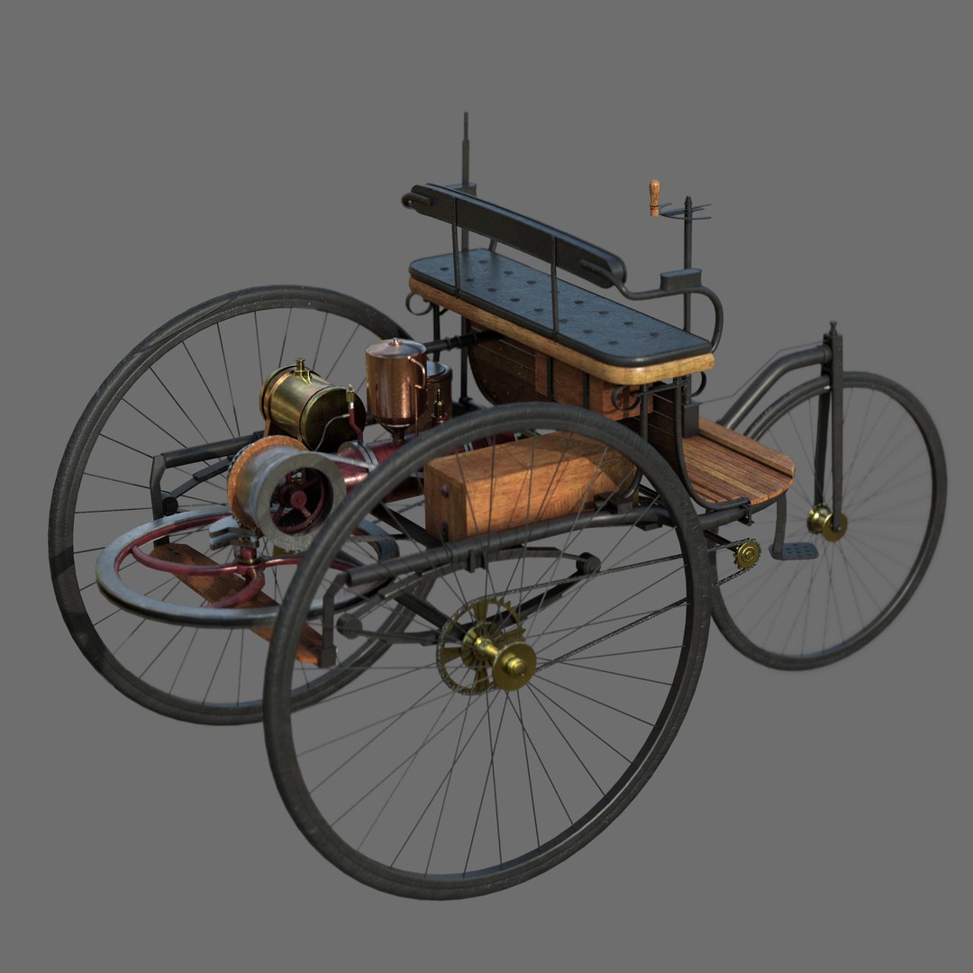 1886 Benz Patent Motorwagen 3D Model – Low Poly Game Asset, FBX - View 4