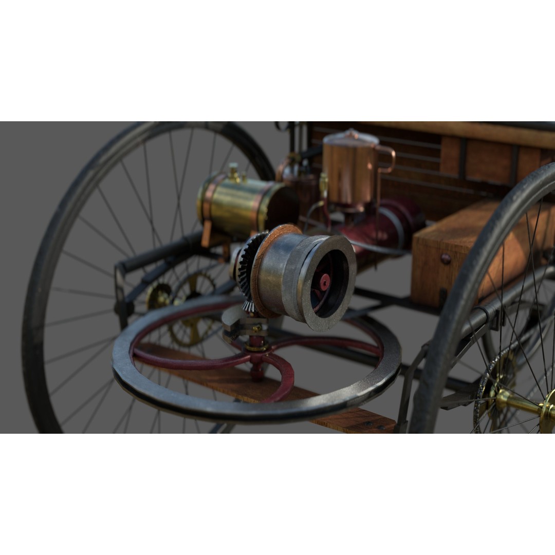 1886 Benz Patent Motorwagen 3D Model – Low Poly Game Asset, FBX - View 5