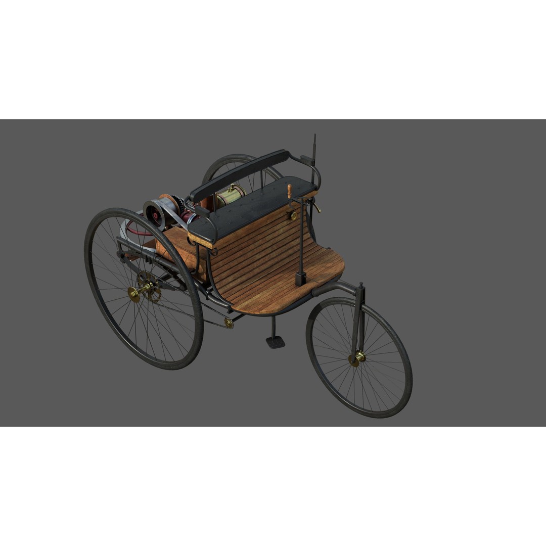 1886 Benz Patent Motorwagen 3D Model – Low Poly Game Asset, FBX - View 6