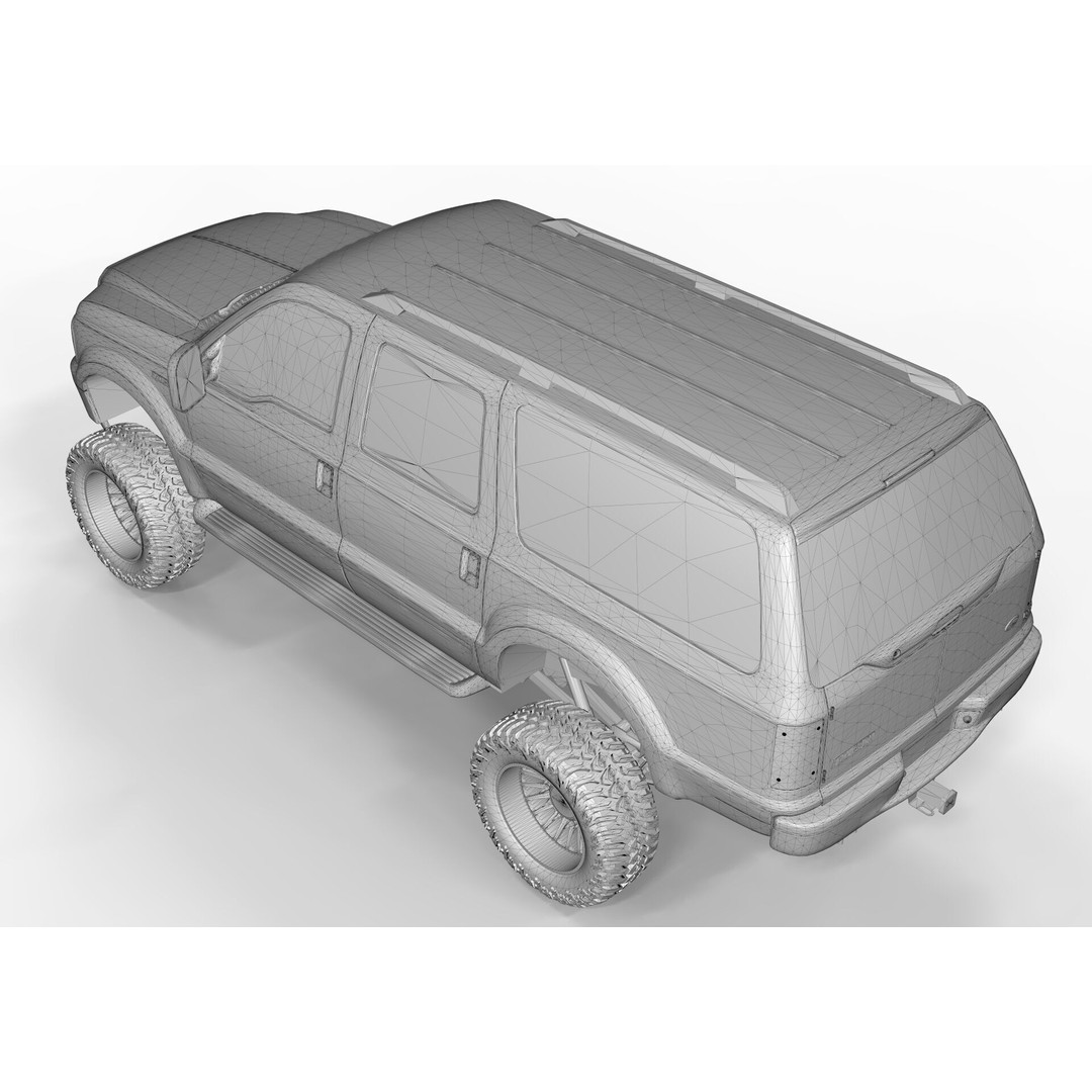 F150 Excursion 2005 3D Model – Lifted SUV, Game-Ready FBX - View 11