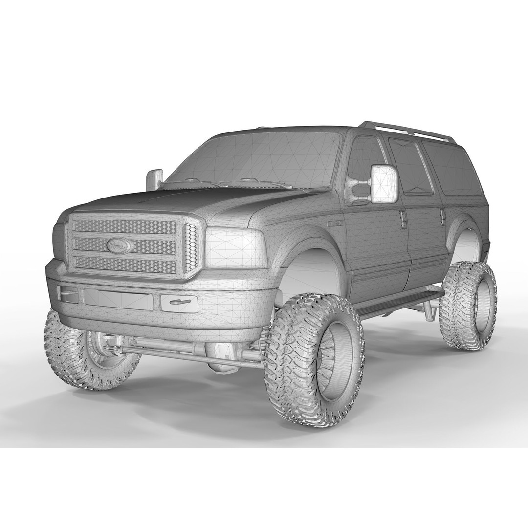 F150 Excursion 2005 3D Model – Lifted SUV, Game-Ready FBX - View 13
