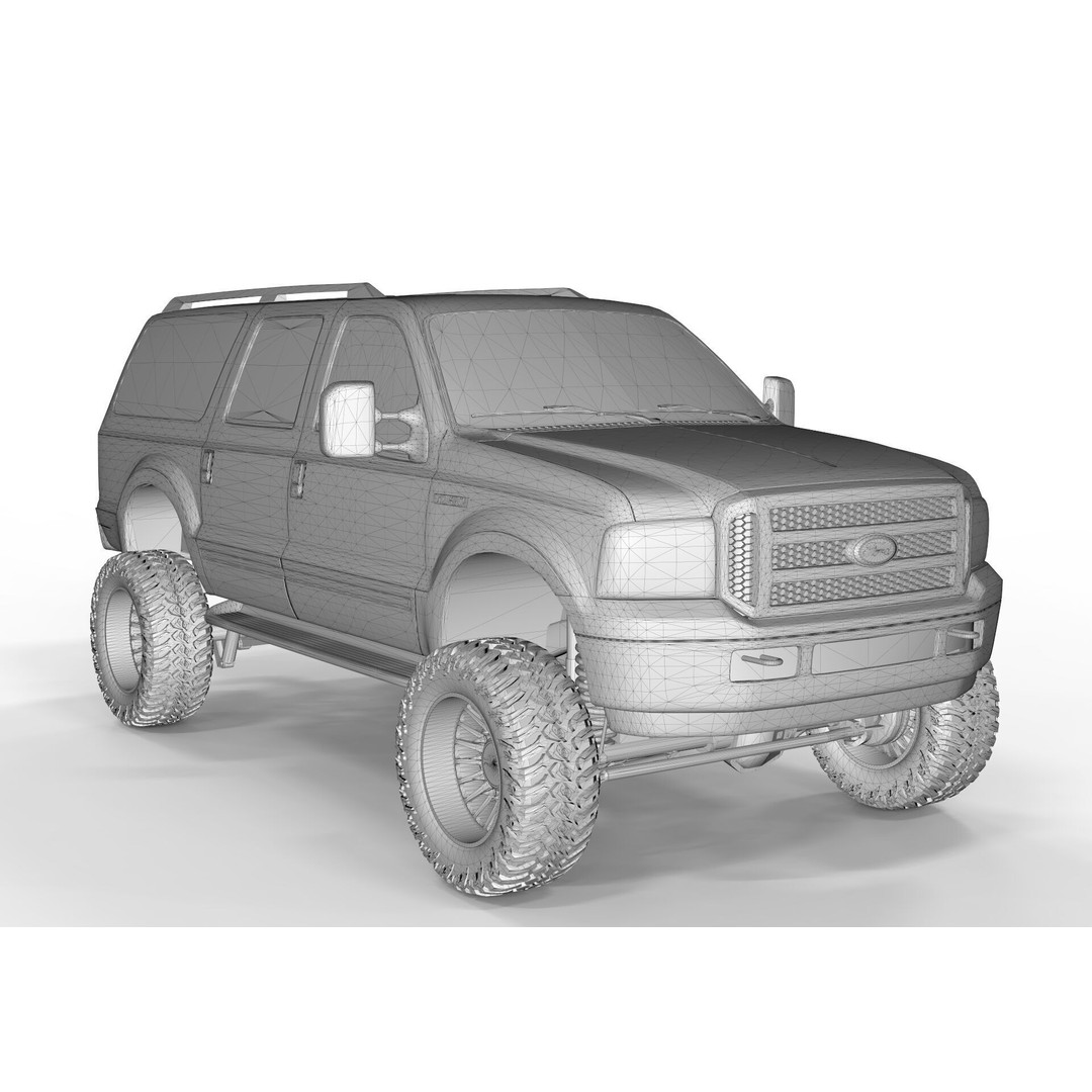 F150 Excursion 2005 3D Model – Lifted SUV, Game-Ready FBX - View 14