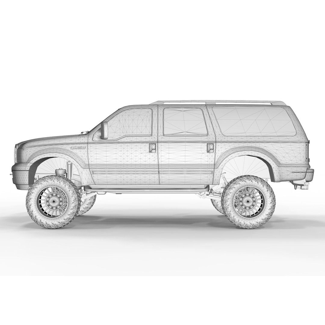 F150 Excursion 2005 3D Model – Lifted SUV, Game-Ready FBX - View 16