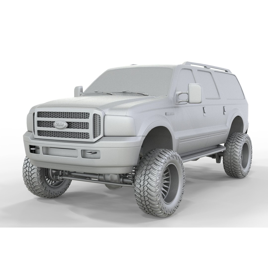 F150 Excursion 2005 3D Model – Lifted SUV, Game-Ready FBX - View 17