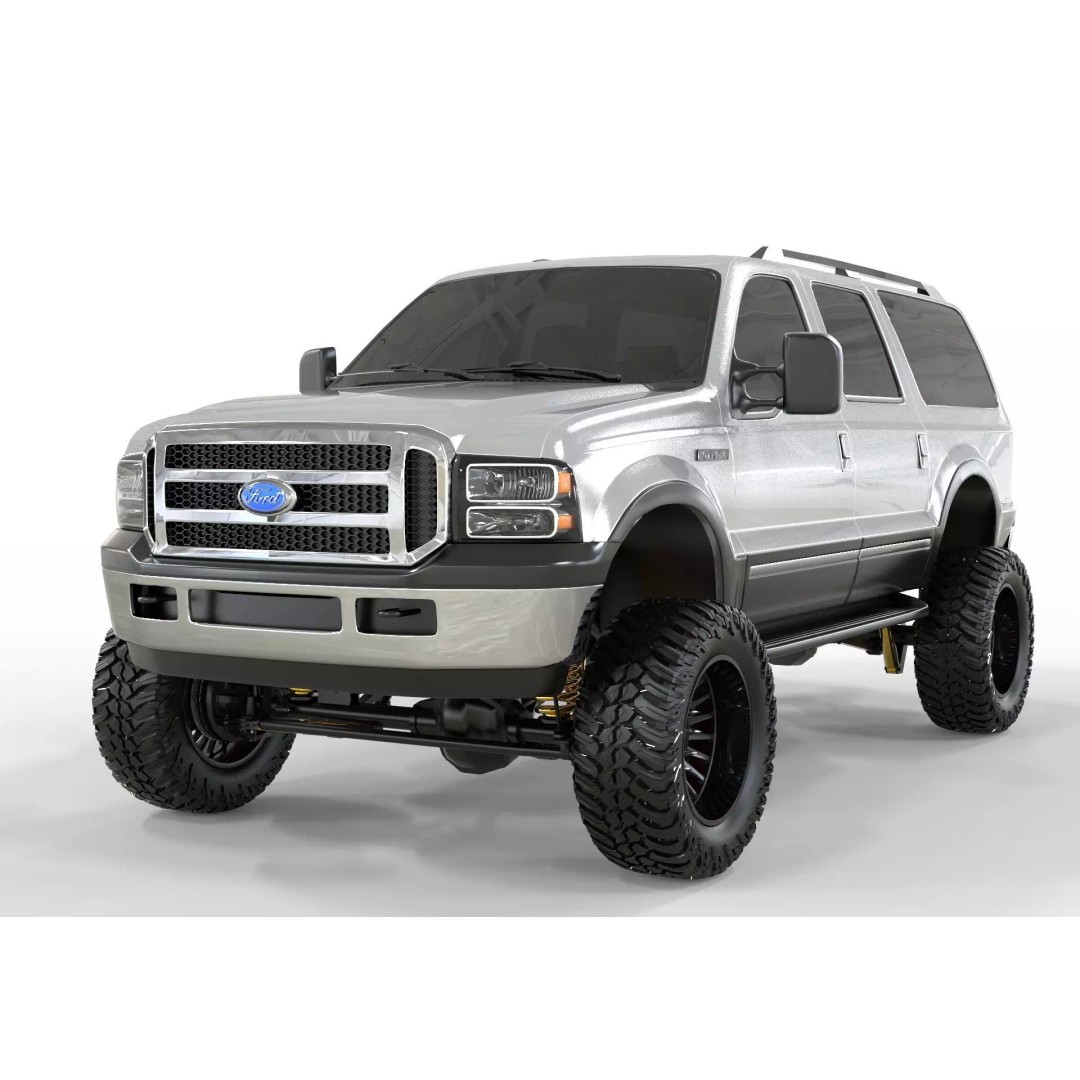 F150 Excursion 2005 3D Model – Lifted SUV, Game-Ready FBX - View 2