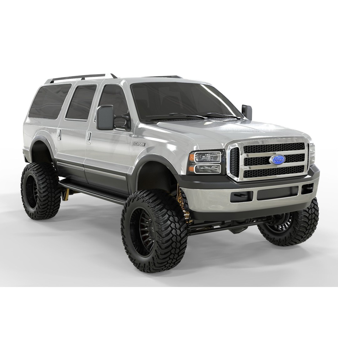 F150 Excursion 2005 3D Model – Lifted SUV, Game-Ready FBX - View 8