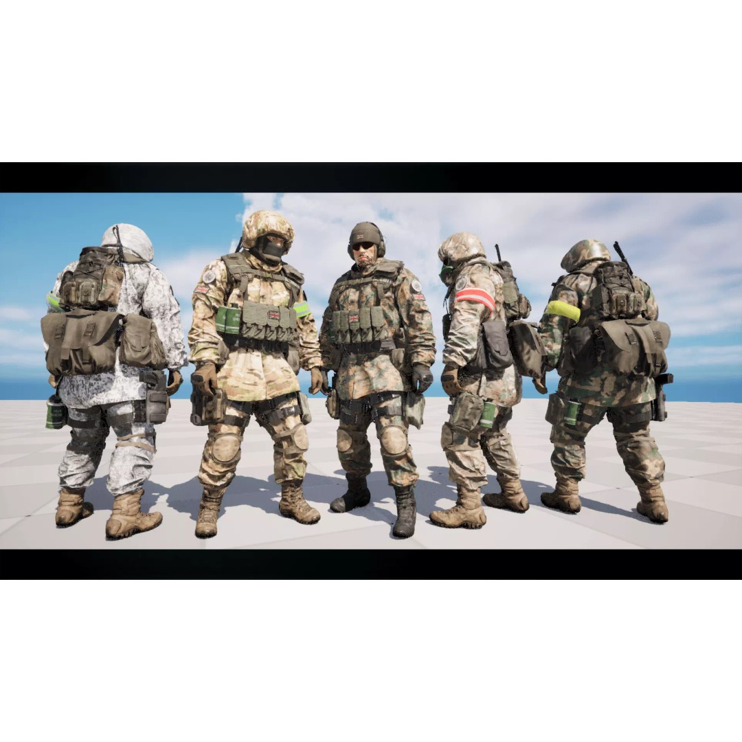 Winter Soldier 3D Model – Low Poly PBR Military Character Pack - View 10