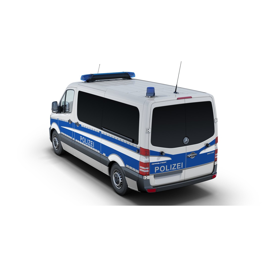 Mercedes-Benz Sprinter 3D Model – Detailed Police Van, V-Ray - View 10