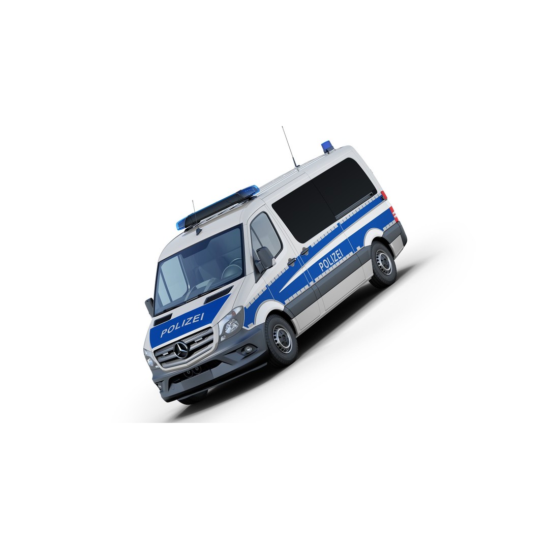 Mercedes-Benz Sprinter 3D Model – Detailed Police Van, V-Ray - View 12