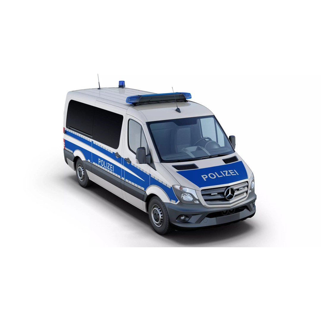 Mercedes-Benz Sprinter 3D Model – Detailed Police Van, V-Ray - View 2
