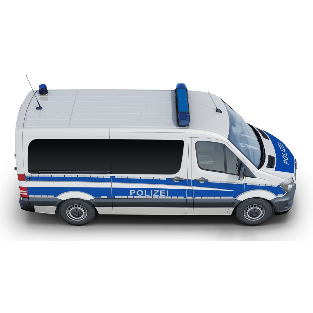 Mercedes-Benz Sprinter 3D Model – Detailed Police Van, V-Ray - View 4