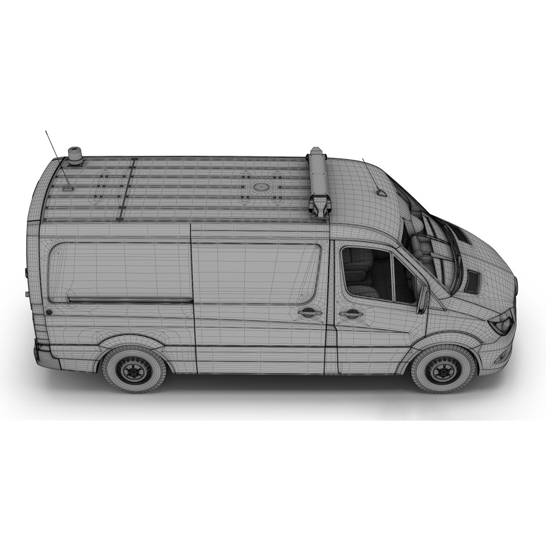 Mercedes-Benz Sprinter 3D Model – Detailed Police Van, V-Ray - View 5