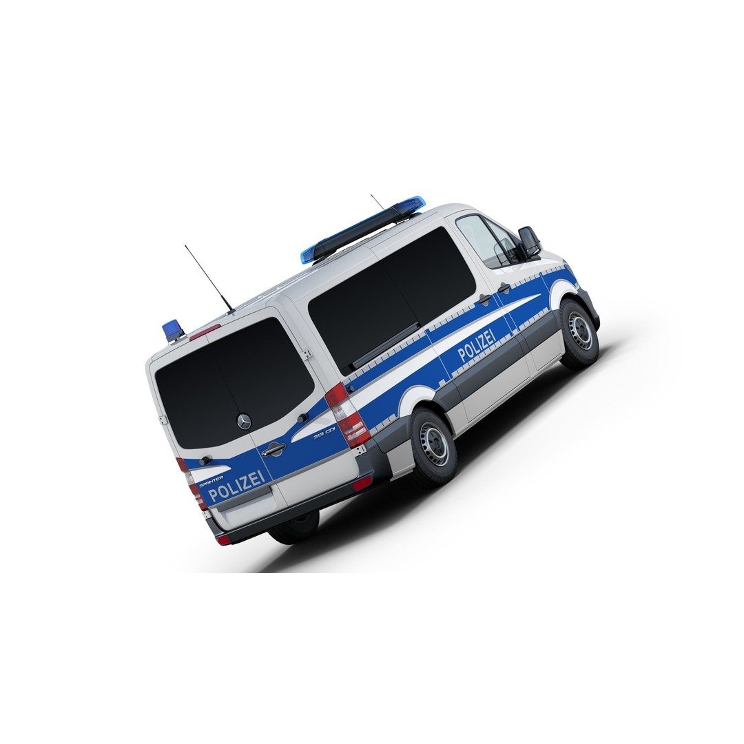 Mercedes-Benz Sprinter 3D Model – Detailed Police Van, V-Ray - View 6