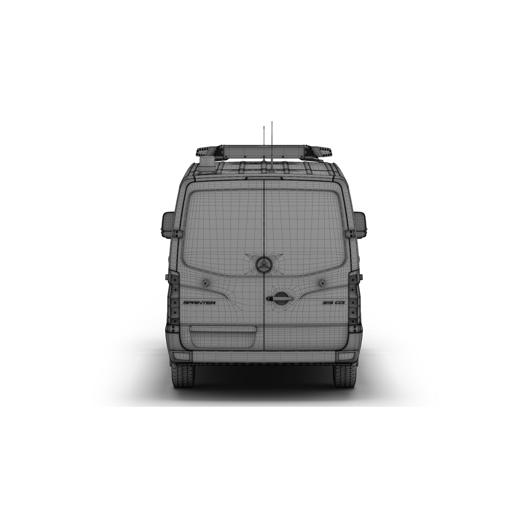 Mercedes-Benz Sprinter 3D Model – Detailed Police Van, V-Ray - View 9