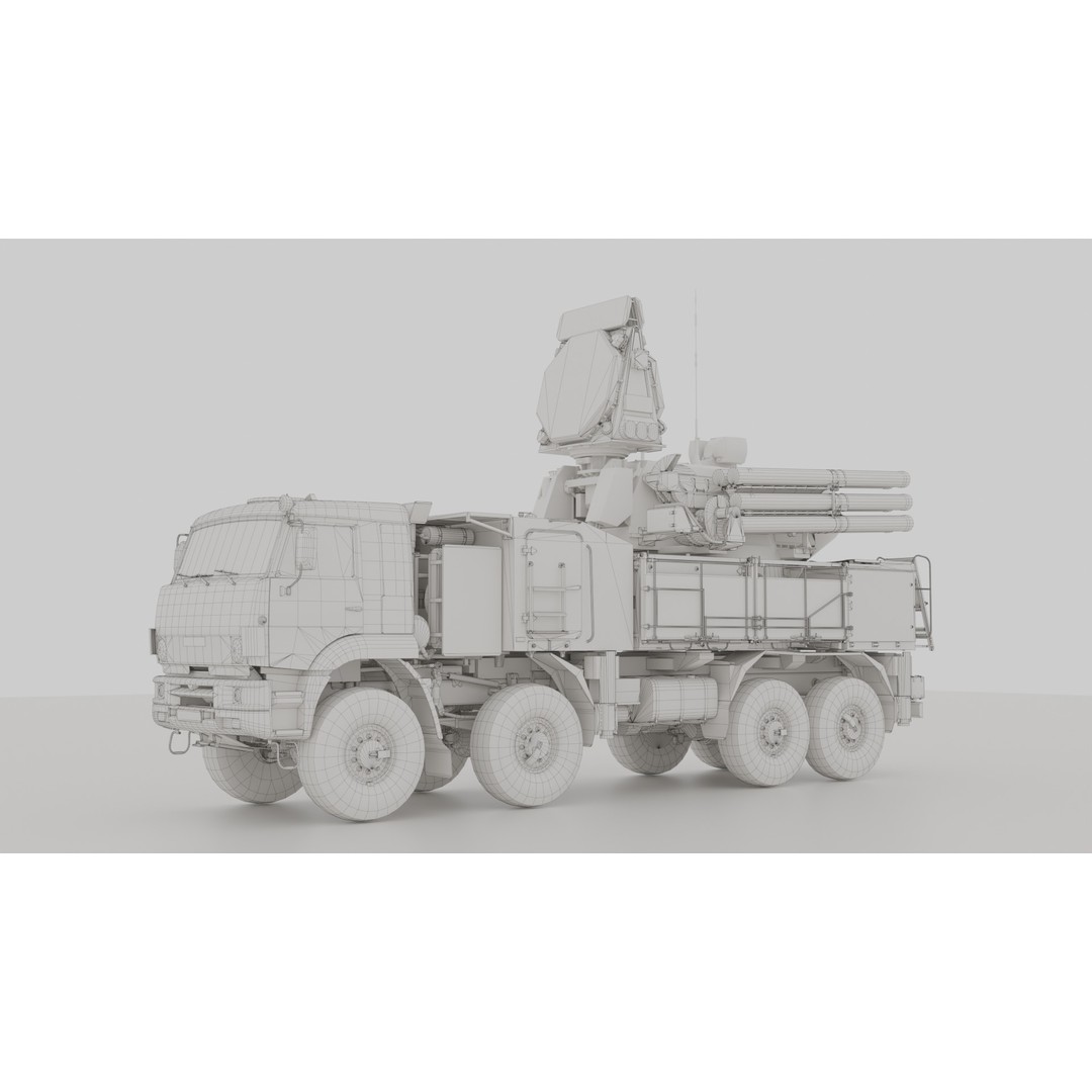 Pantsir S2 3D Model – Low Poly Military Air Defence System, Game Ready - View 10
