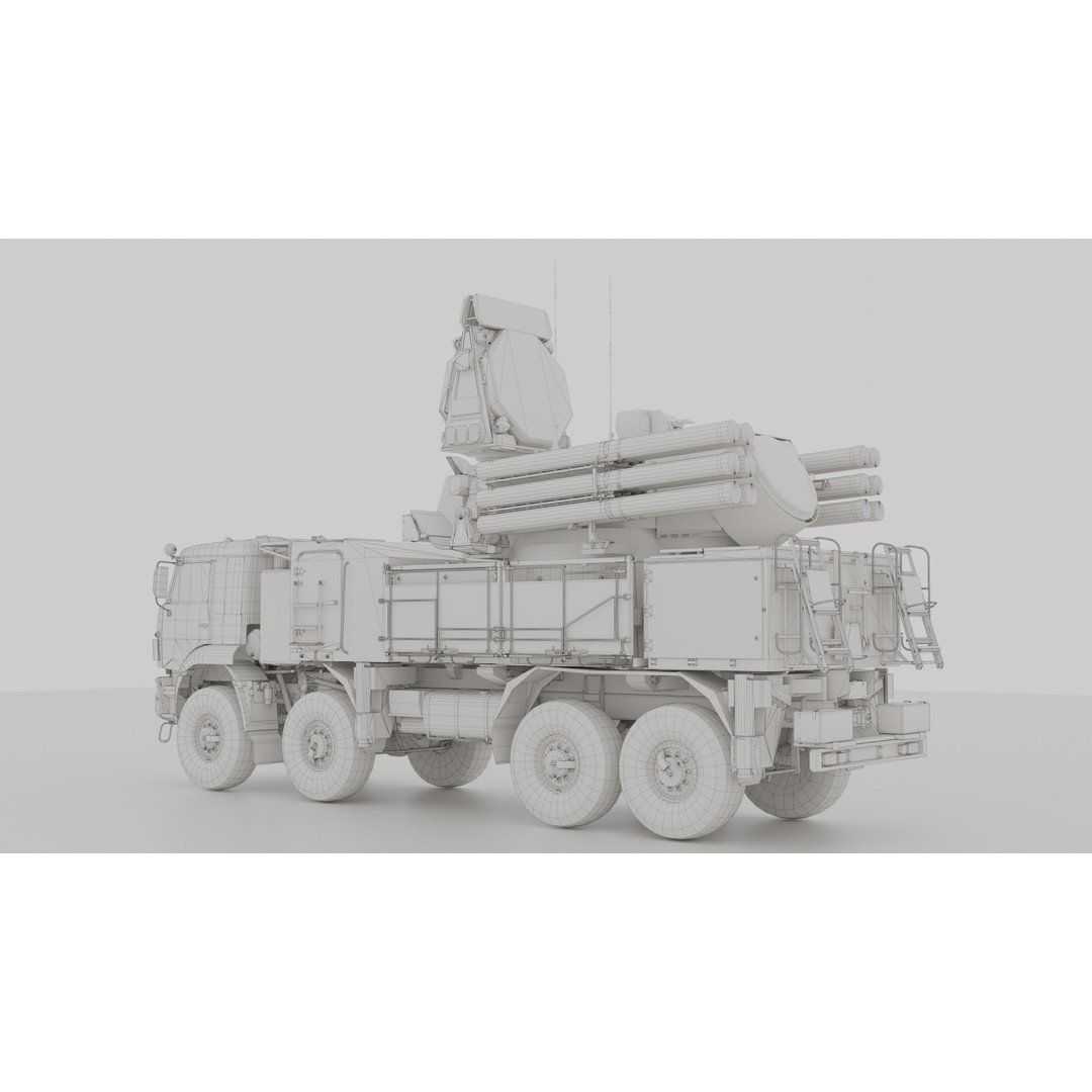 Pantsir S2 3D Model – Low Poly Military Air Defence System, Game Ready - View 11