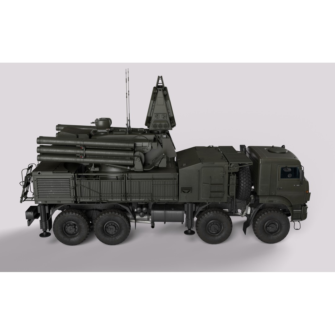Pantsir S2 3D Model – Low Poly Military Air Defence System, Game Ready - View 14