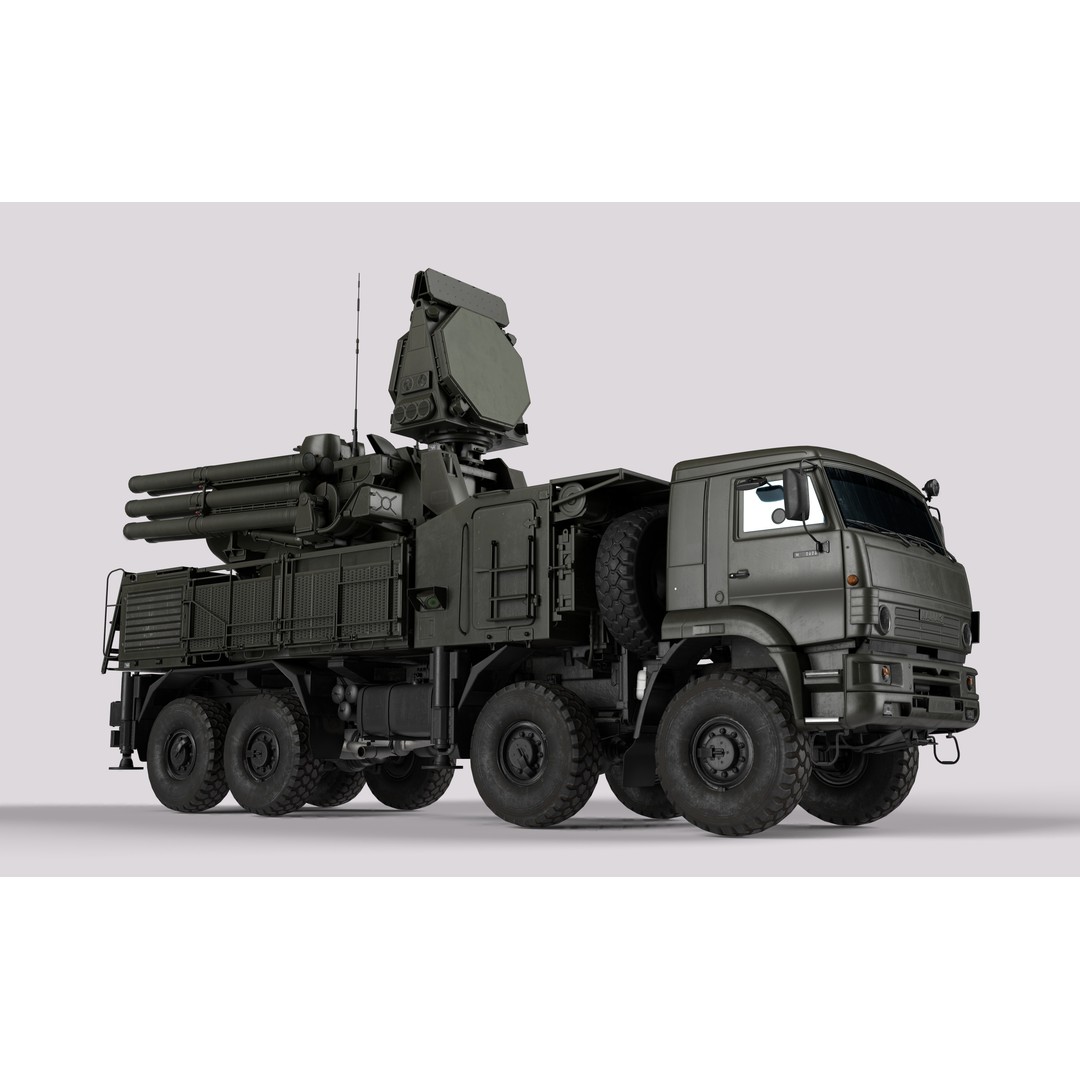 Pantsir S2 3D Model – Low Poly Military Air Defence System, Game Ready - View 16