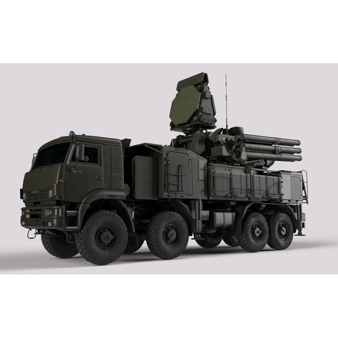 Pantsir S2 3D Model – Low Poly Military Air Defence System, Game Ready - View 18