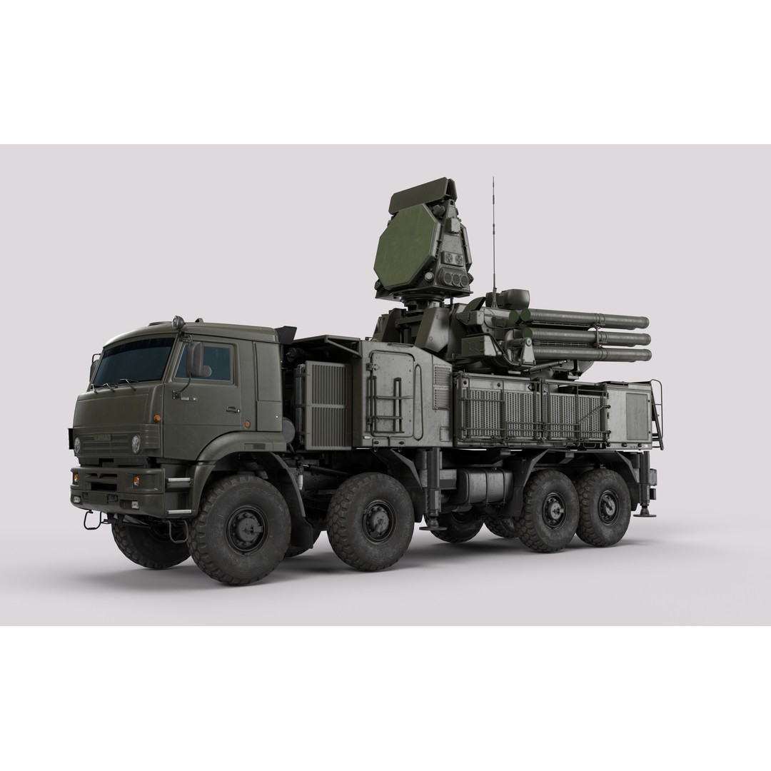 Pantsir S2 3D Model – Low Poly Military Air Defence System, Game Ready - View 29
