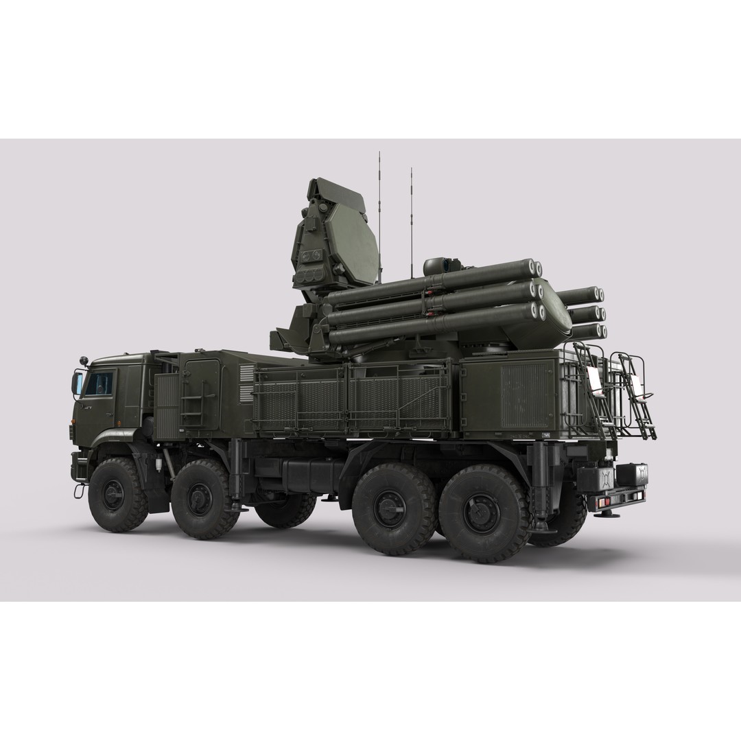 Pantsir S2 3D Model – Low Poly Military Air Defence System, Game Ready - View 31