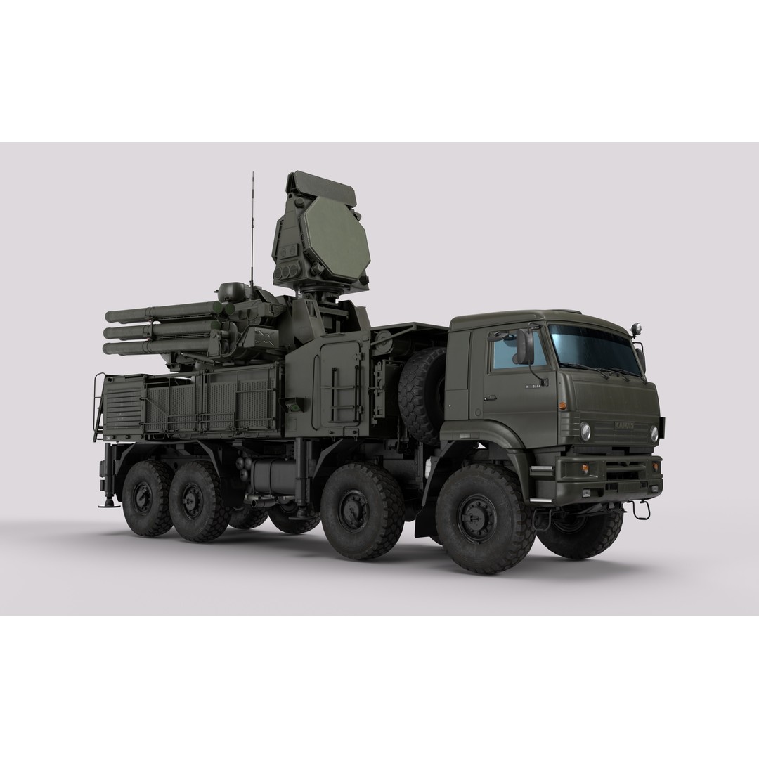 Pantsir S2 3D Model – Low Poly Military Air Defence System, Game Ready - View 32