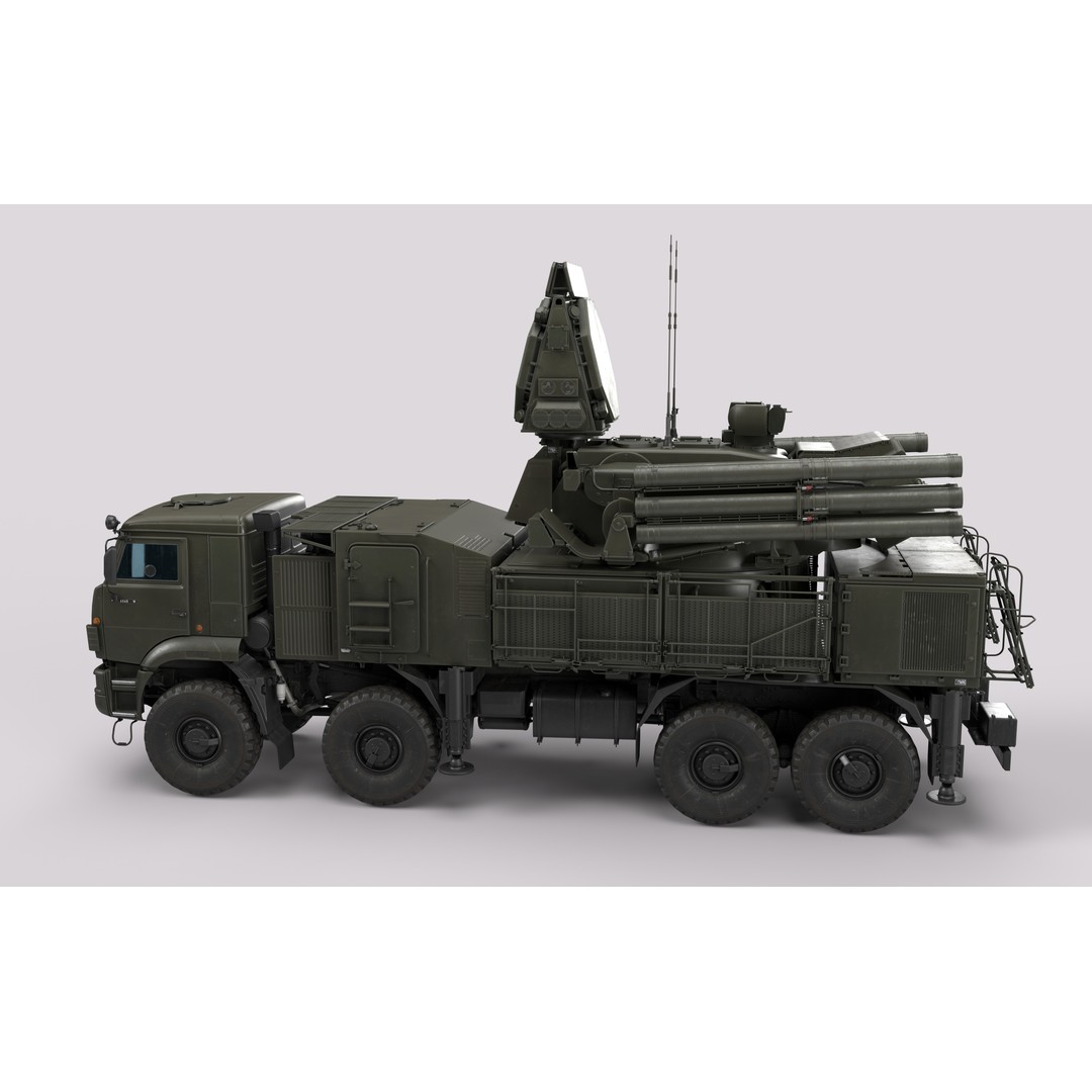 Pantsir S2 3D Model – Low Poly Military Air Defence System, Game Ready - View 46