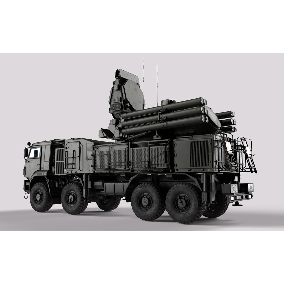 Pantsir S2 3D Model – Low Poly Military Air Defence System, Game Ready - View 6