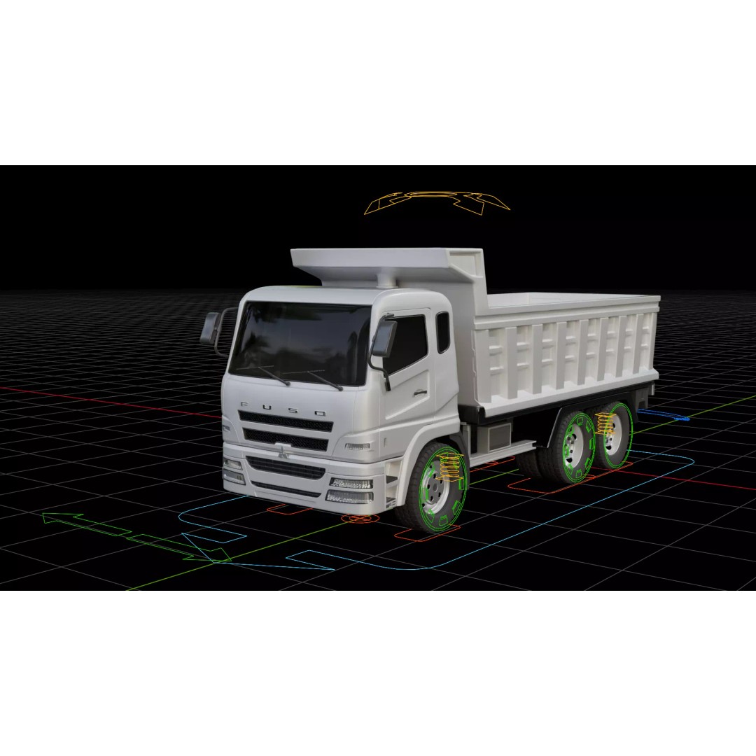 Mitsubishi Fuso Dump Truck 3D Model – Rigged Vehicle for Animation, Blender - View 2