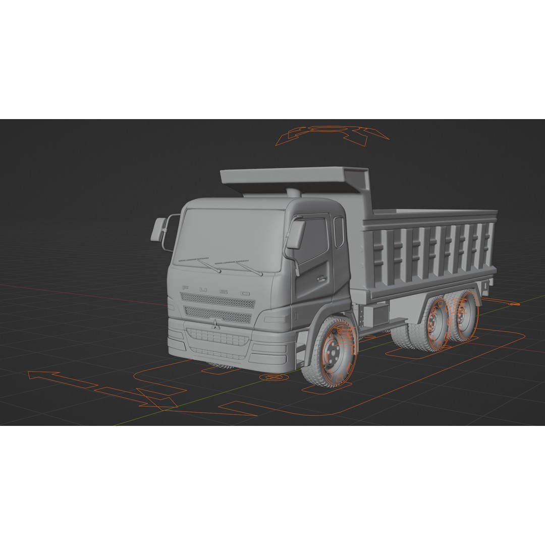 Mitsubishi Fuso Dump Truck 3D Model – Rigged Vehicle for Animation, Blender - View 3
