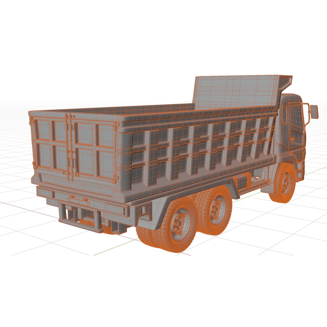 Mitsubishi Fuso Dump Truck 3D Model – Rigged Vehicle for Animation, Blender - View 4