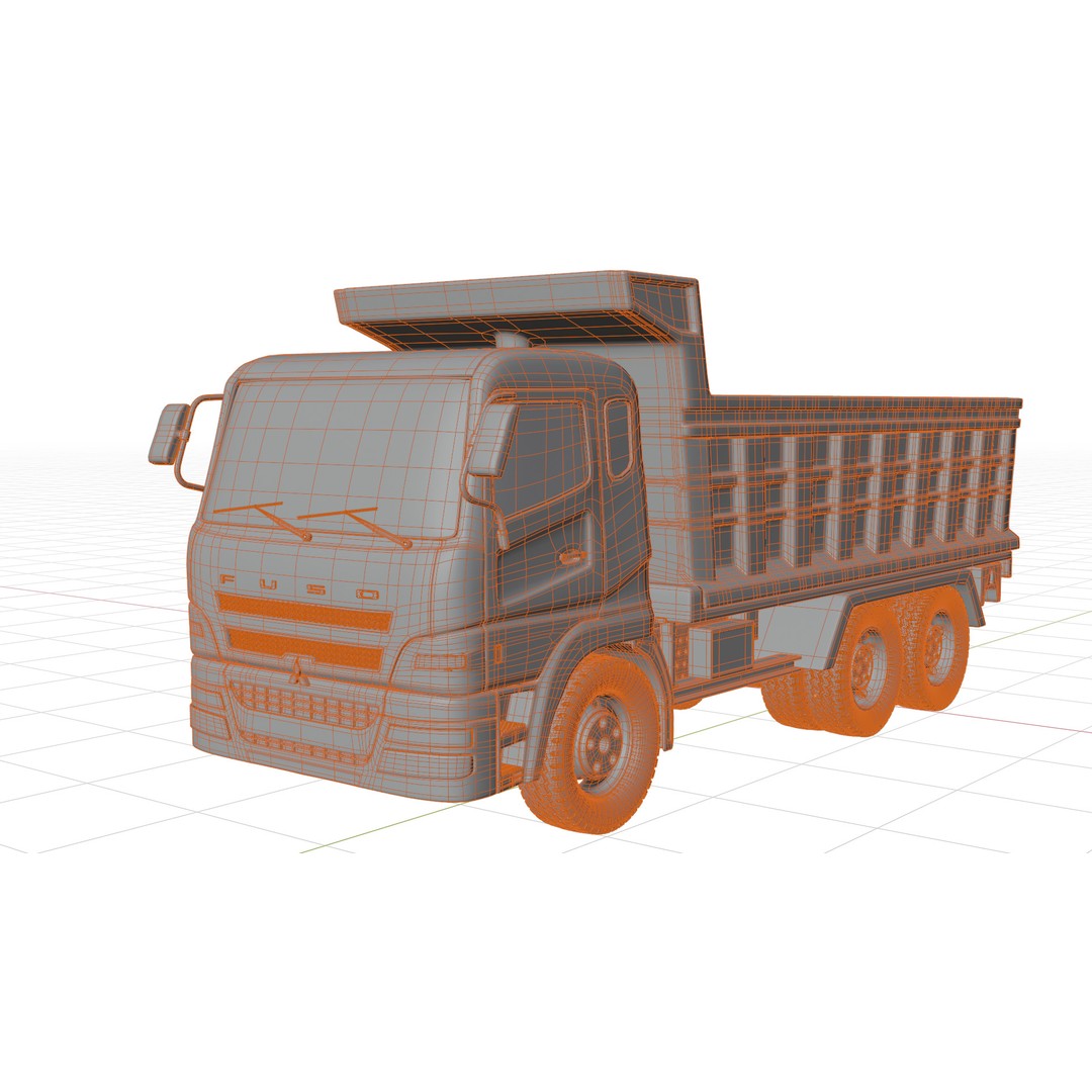 Mitsubishi Fuso Dump Truck 3D Model – Rigged Vehicle for Animation, Blender - View 6