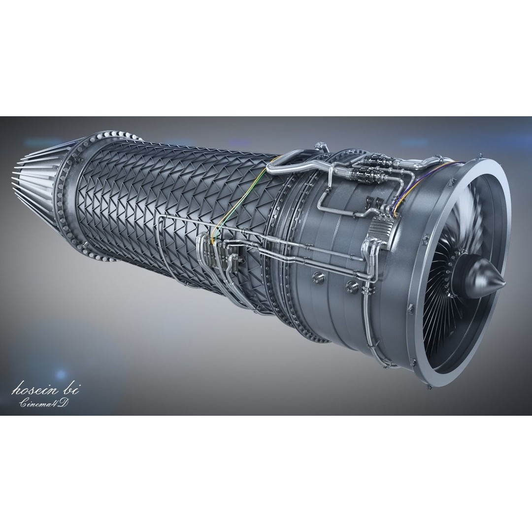 Jet Engine 3D Model – High Poly Aircraft Part, FBX, OBJ - View 10