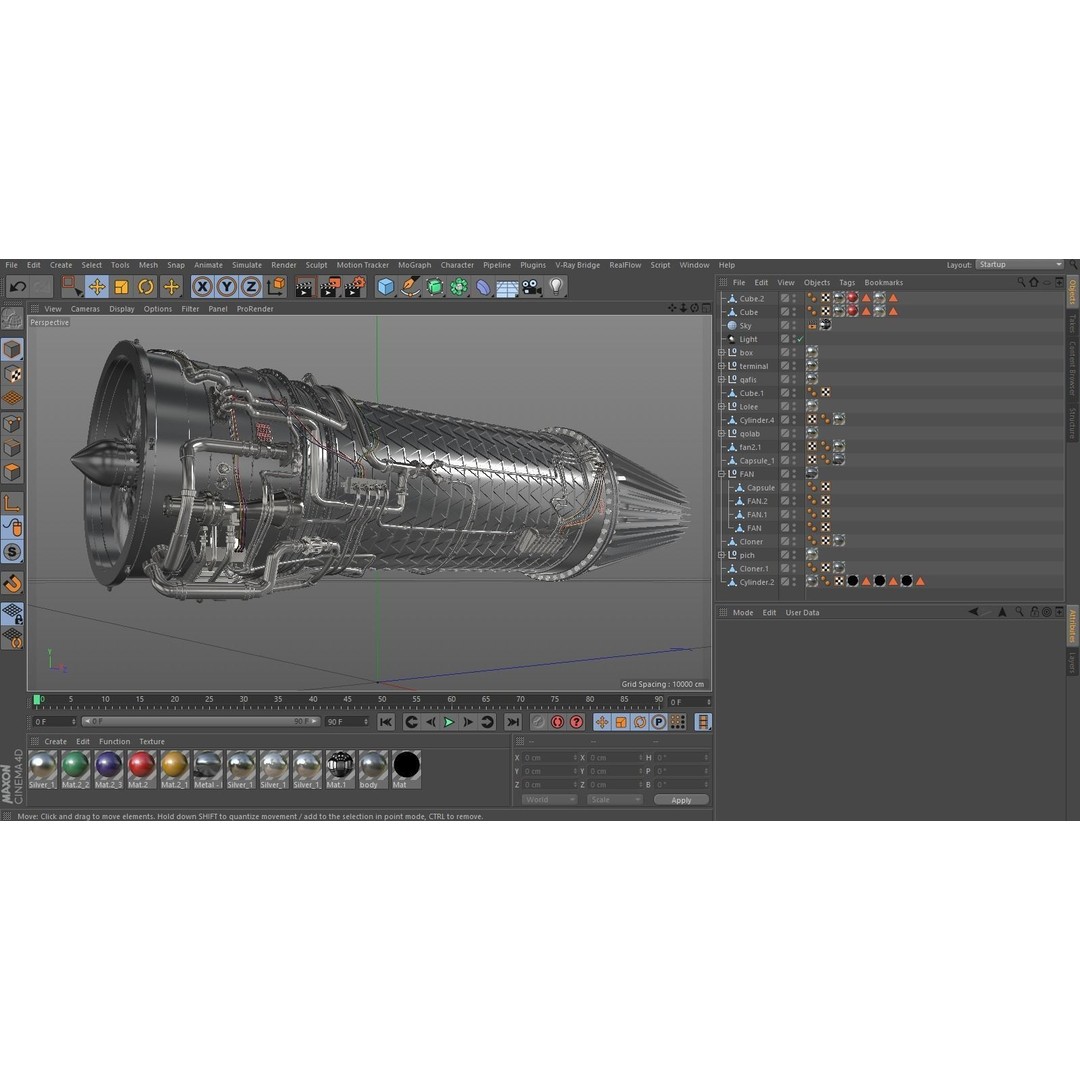 Jet Engine 3D Model – High Poly Aircraft Part, FBX, OBJ - View 6