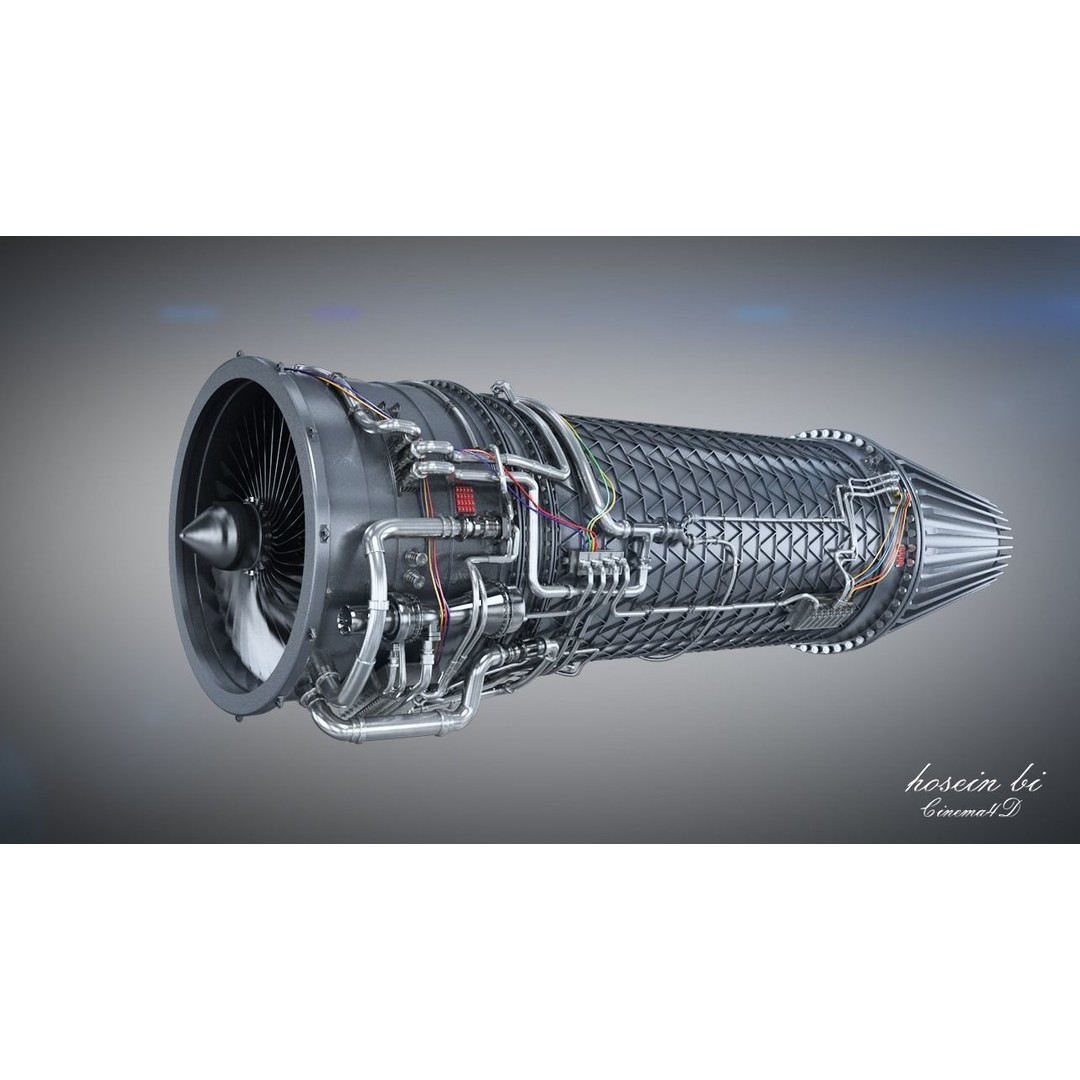 Jet Engine 3D Model – High Poly Aircraft Part, FBX, OBJ - View 7