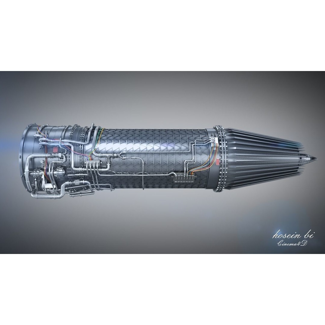Jet Engine 3D Model – High Poly Aircraft Part, FBX, OBJ - View 8