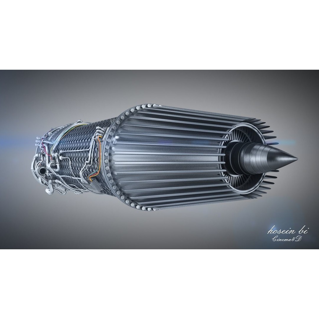 Jet Engine 3D Model – High Poly Aircraft Part, FBX, OBJ - View 9