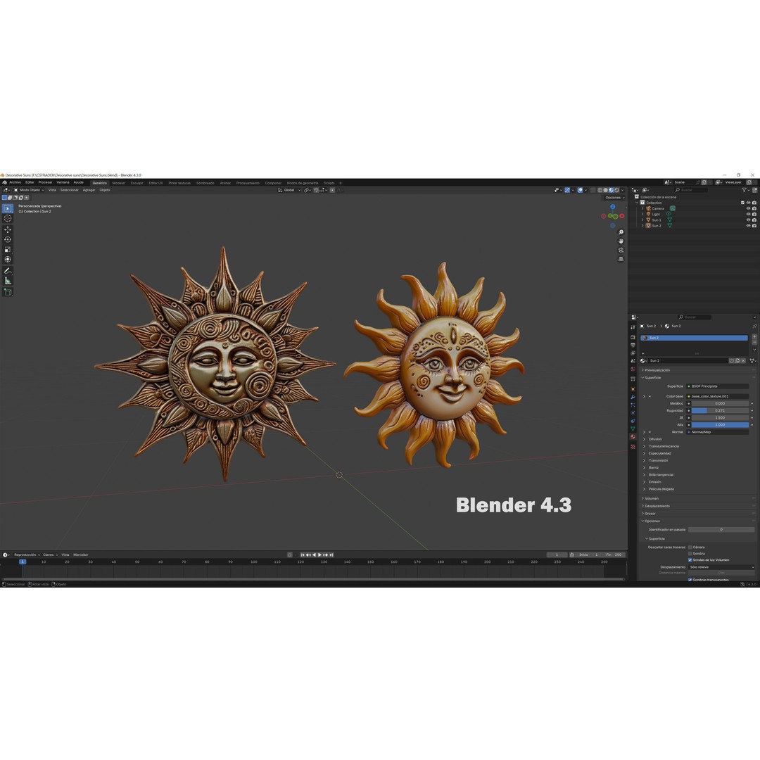 Decorative Suns 3D Model – Low Poly Art Decor for Interior Use