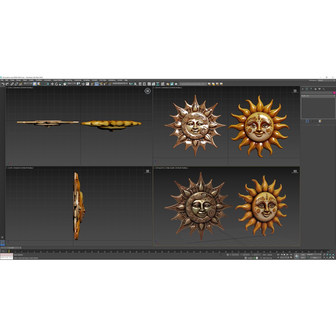Decorative Suns 3D Model – Low Poly Art Decor for Interior Use - View 10