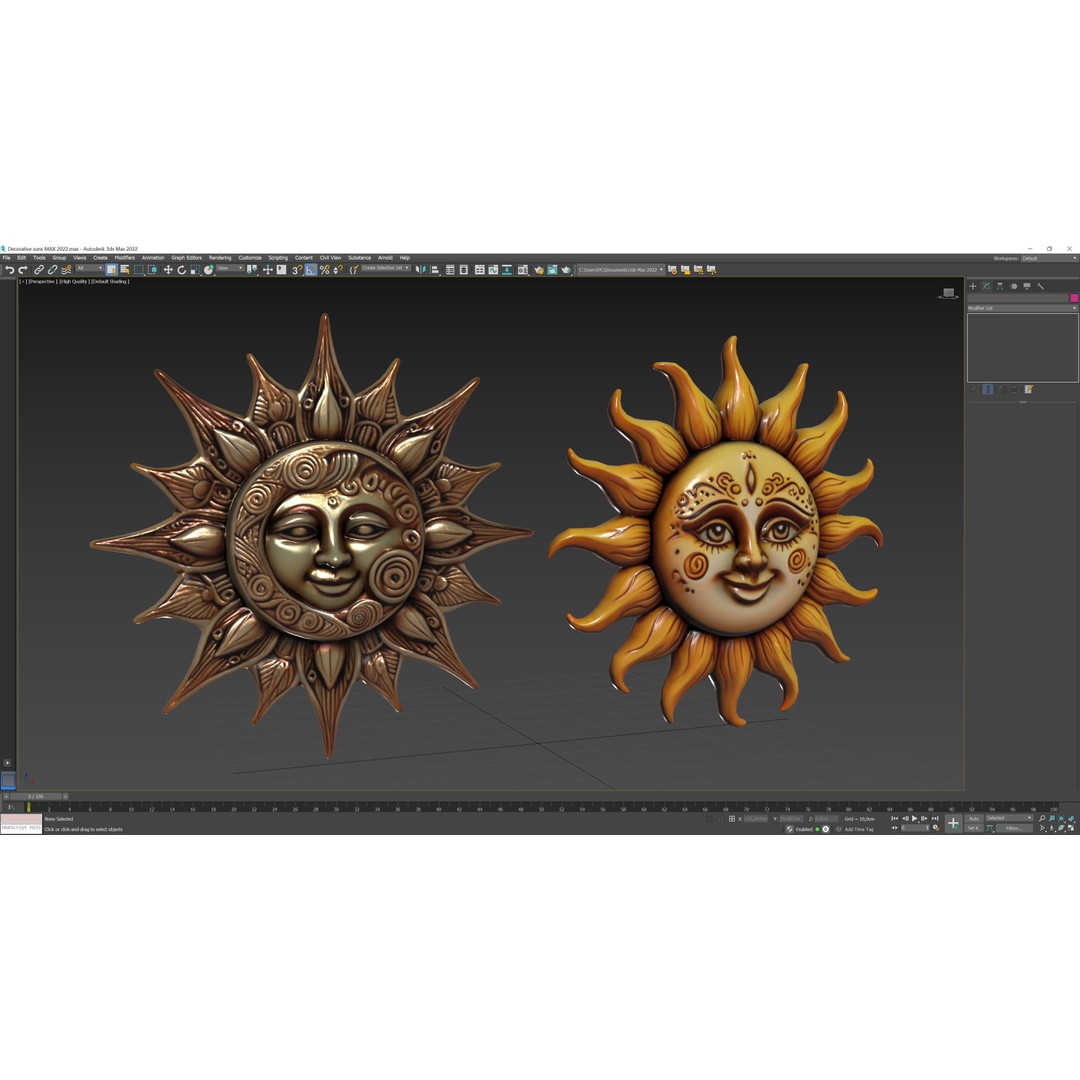 Decorative Suns 3D Model – Low Poly Art Decor for Interior Use - View 11