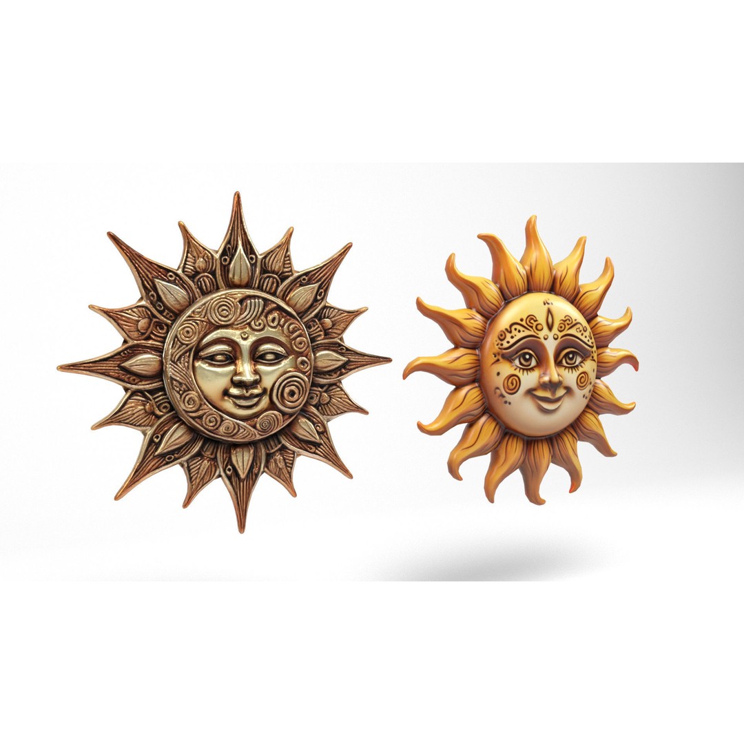 Decorative Suns 3D Model – Low Poly Art Decor for Interior Use - View 3