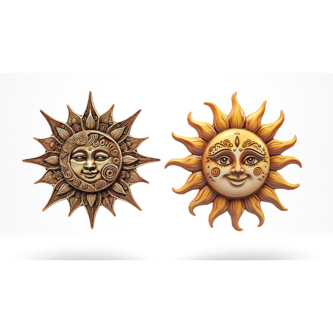 Decorative Suns 3D Model – Low Poly Art Decor for Interior Use - View 5