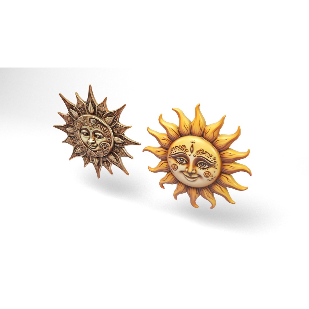 Decorative Suns 3D Model – Low Poly Art Decor for Interior Use - View 6