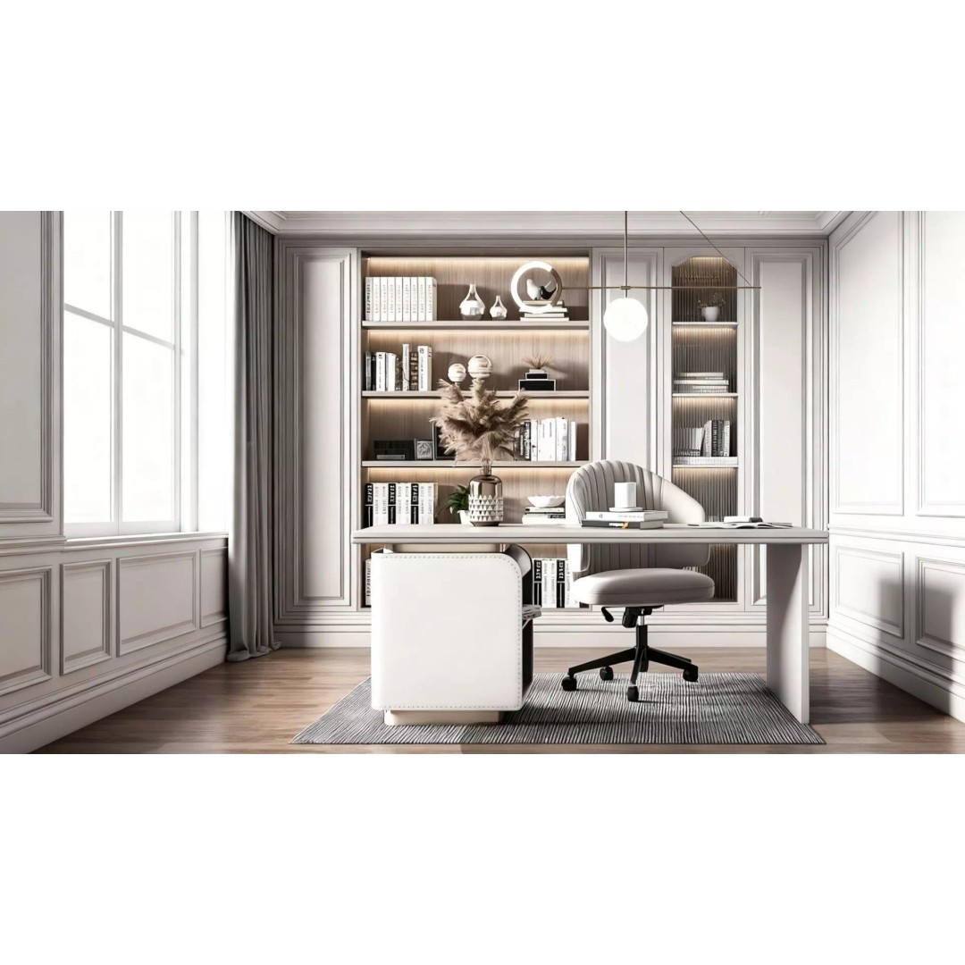Modern Study Room 3D Model – Light Luxury Design, FBX & OBJ Formats - View 2