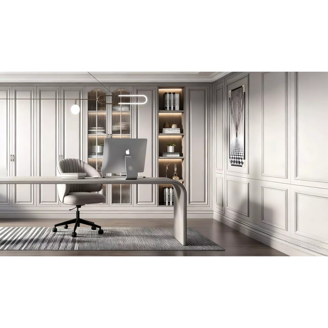 Modern Study Room 3D Model – Light Luxury Design, FBX & OBJ Formats - View 4