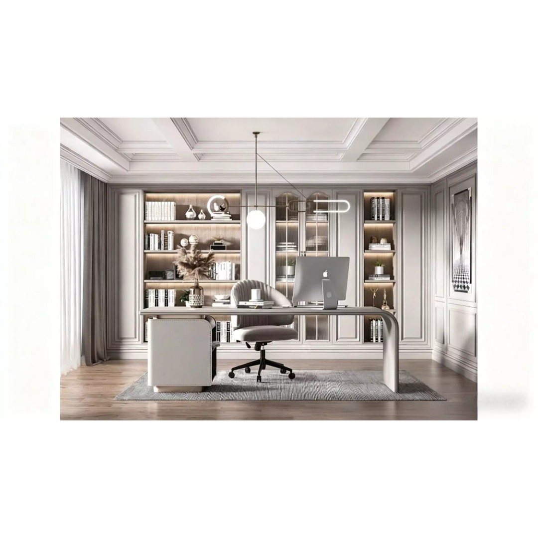 Modern Study Room 3D Model – Light Luxury Design, FBX & OBJ Formats - View 5
