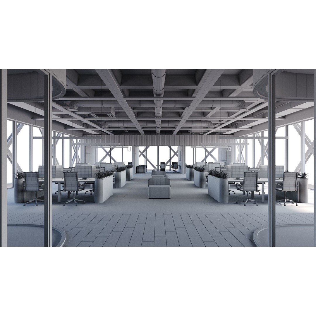Contemporary Office Space 3D Model – Modern Interior Design, FBX - View 12