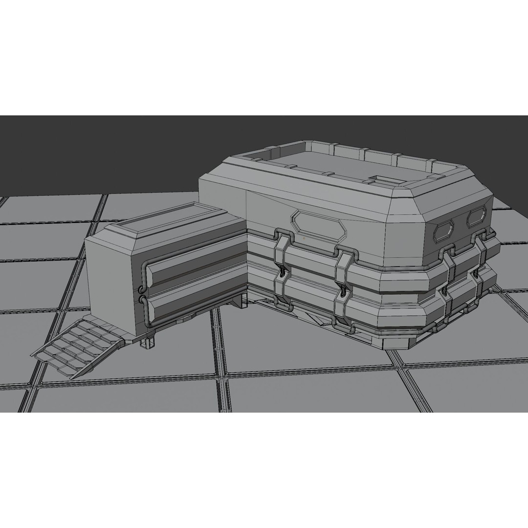 Sci-Fi Modular Space Base 3D Model – PBR Textured, Game-Ready Formats